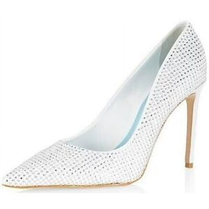 Schutz Lou Crystal White Heels Size 8.5